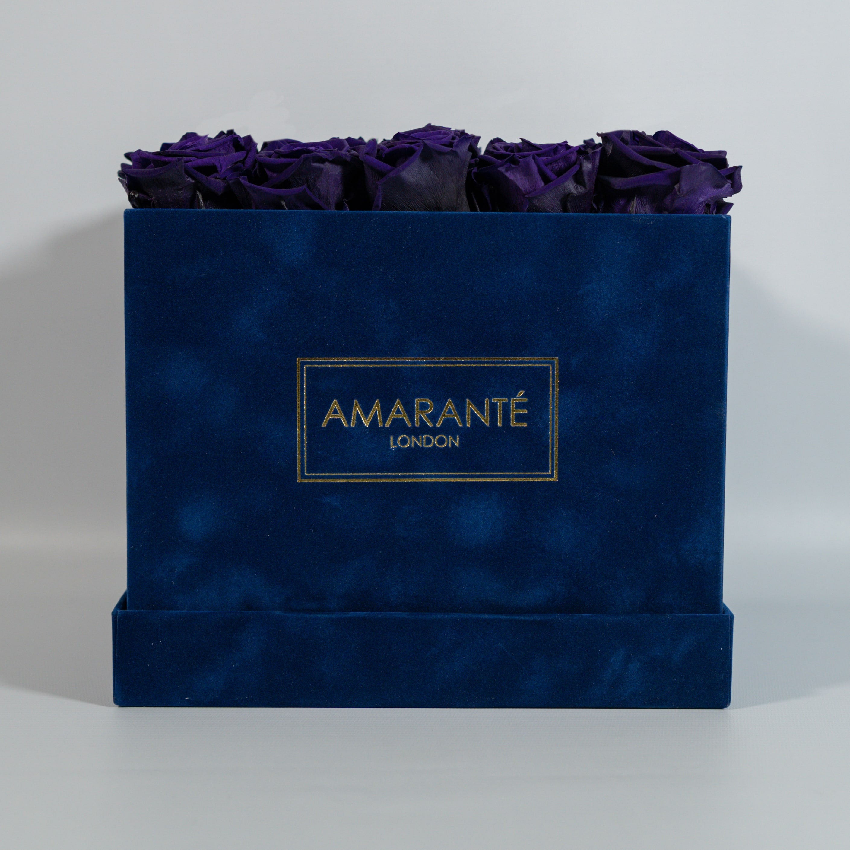 Large Royal Blue Square Suede Rose Box