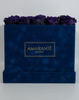 Large Royal Blue Square Suede Rose Box