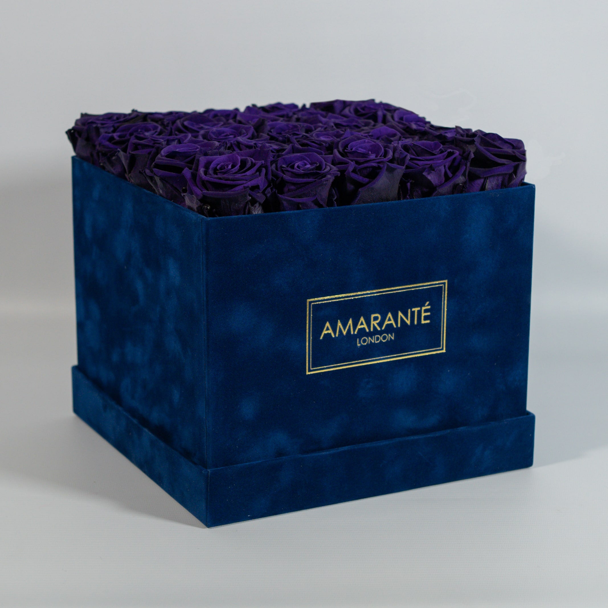 Large Royal Blue Square Suede Rose Box