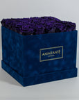 Large Royal Blue Square Suede Rose Box