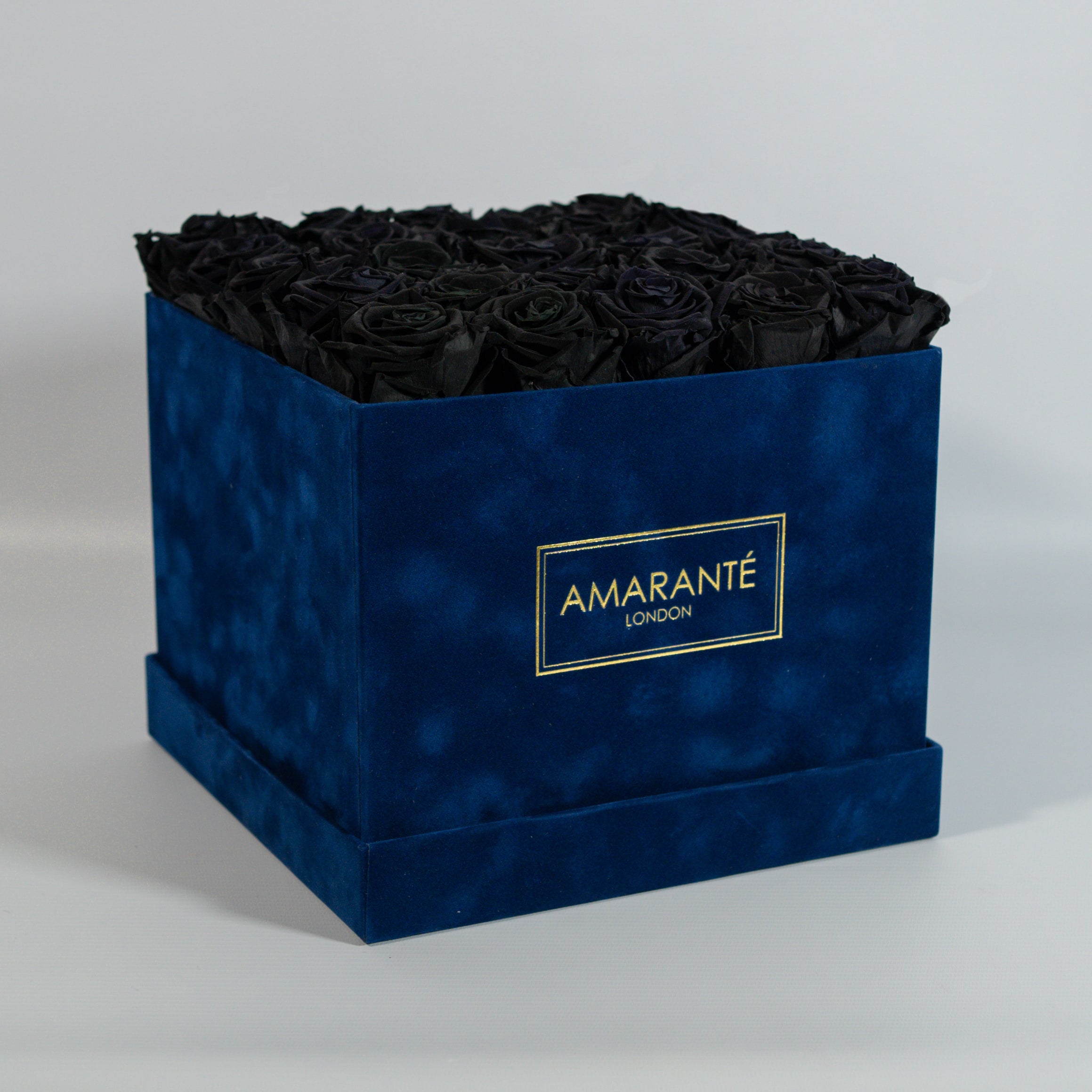 Large Royal Blue Square Suede Rose Box