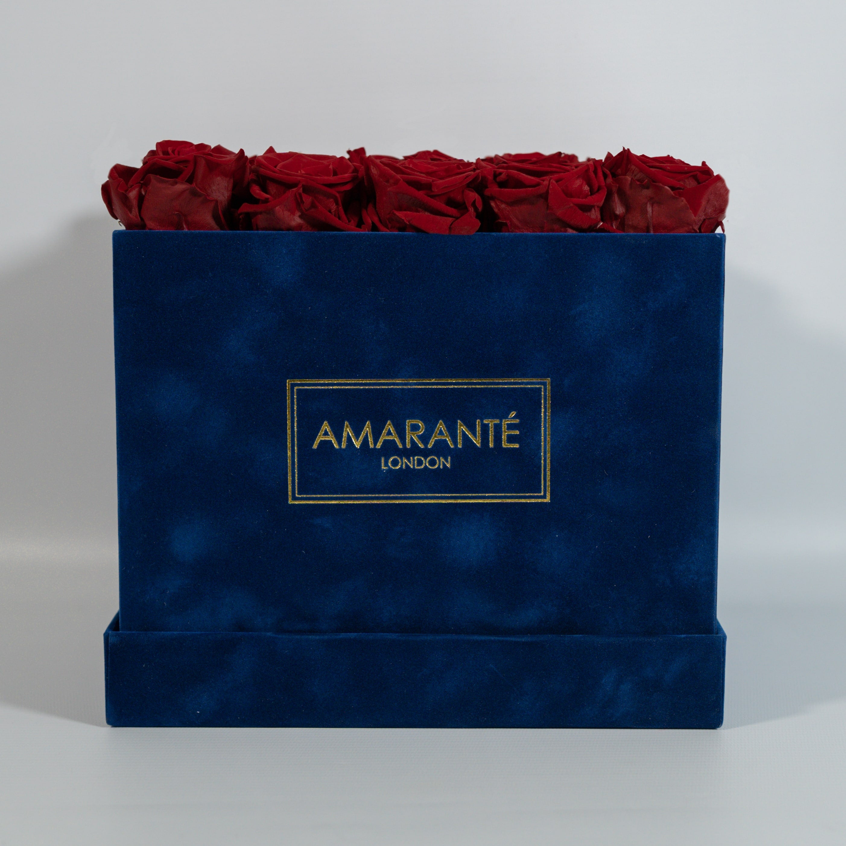 Large Royal Blue Square Suede Rose Box