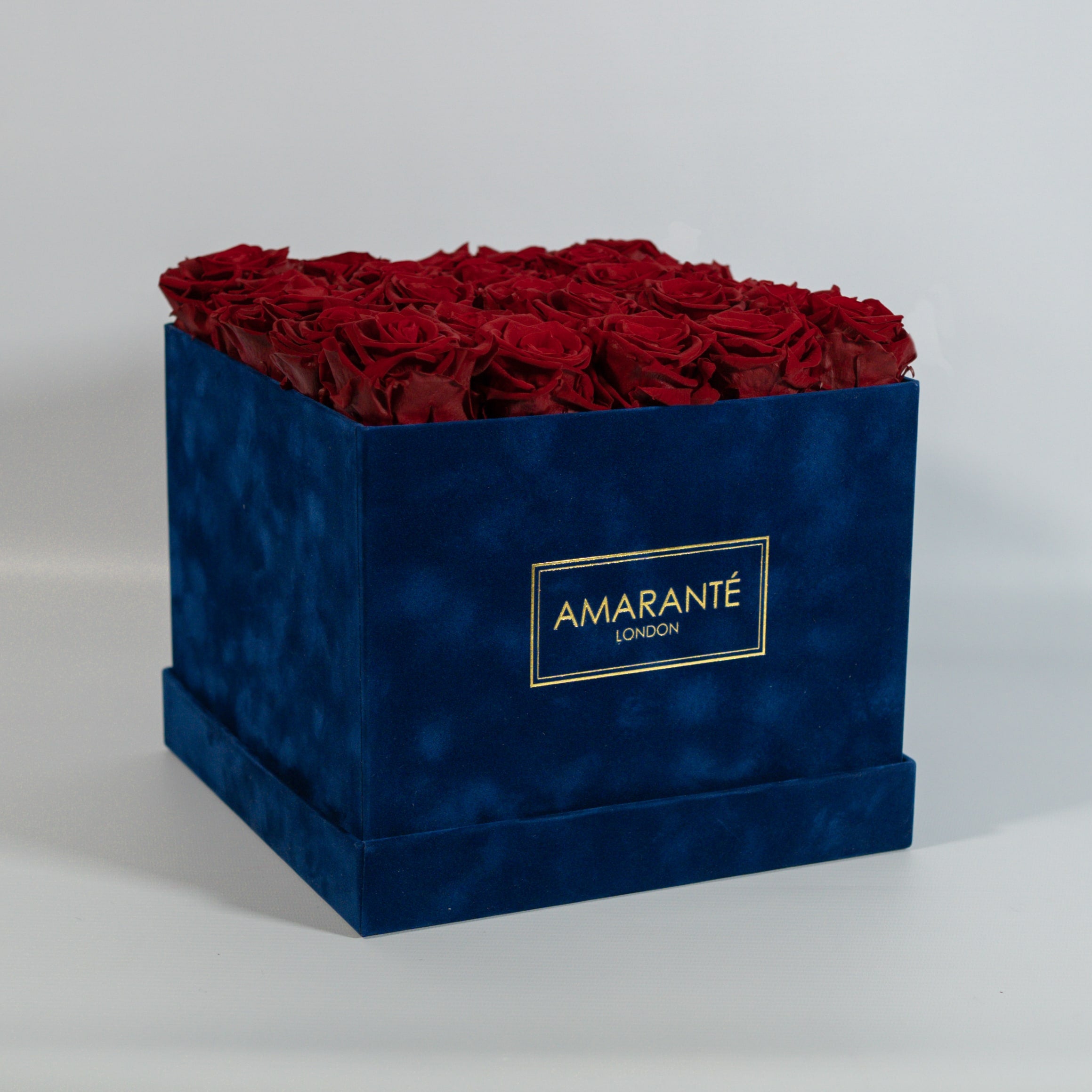 Large Royal Blue Square Suede Rose Box