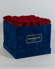 Large Royal Blue Square Suede Rose Box