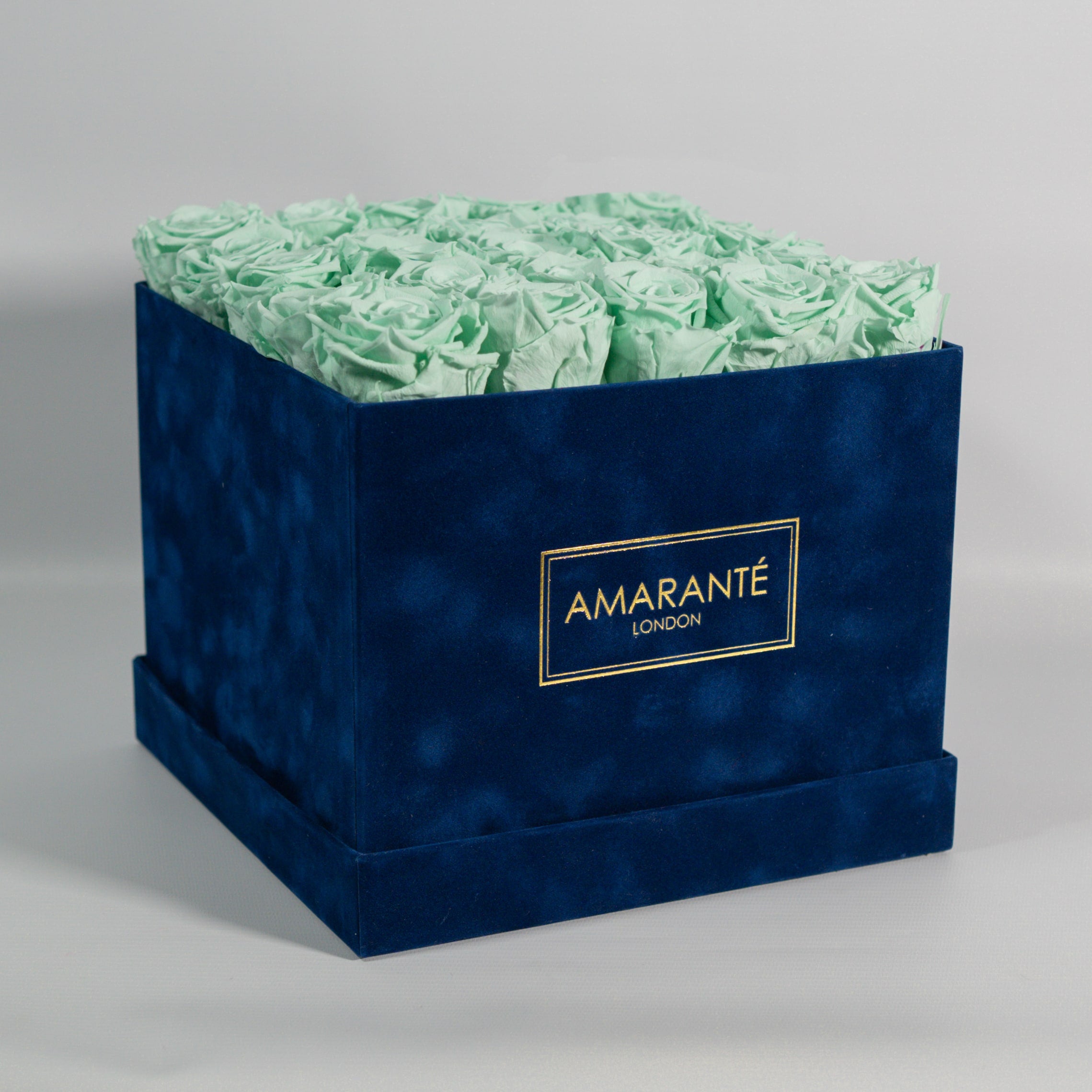 Large Royal Blue Square Suede Rose Box