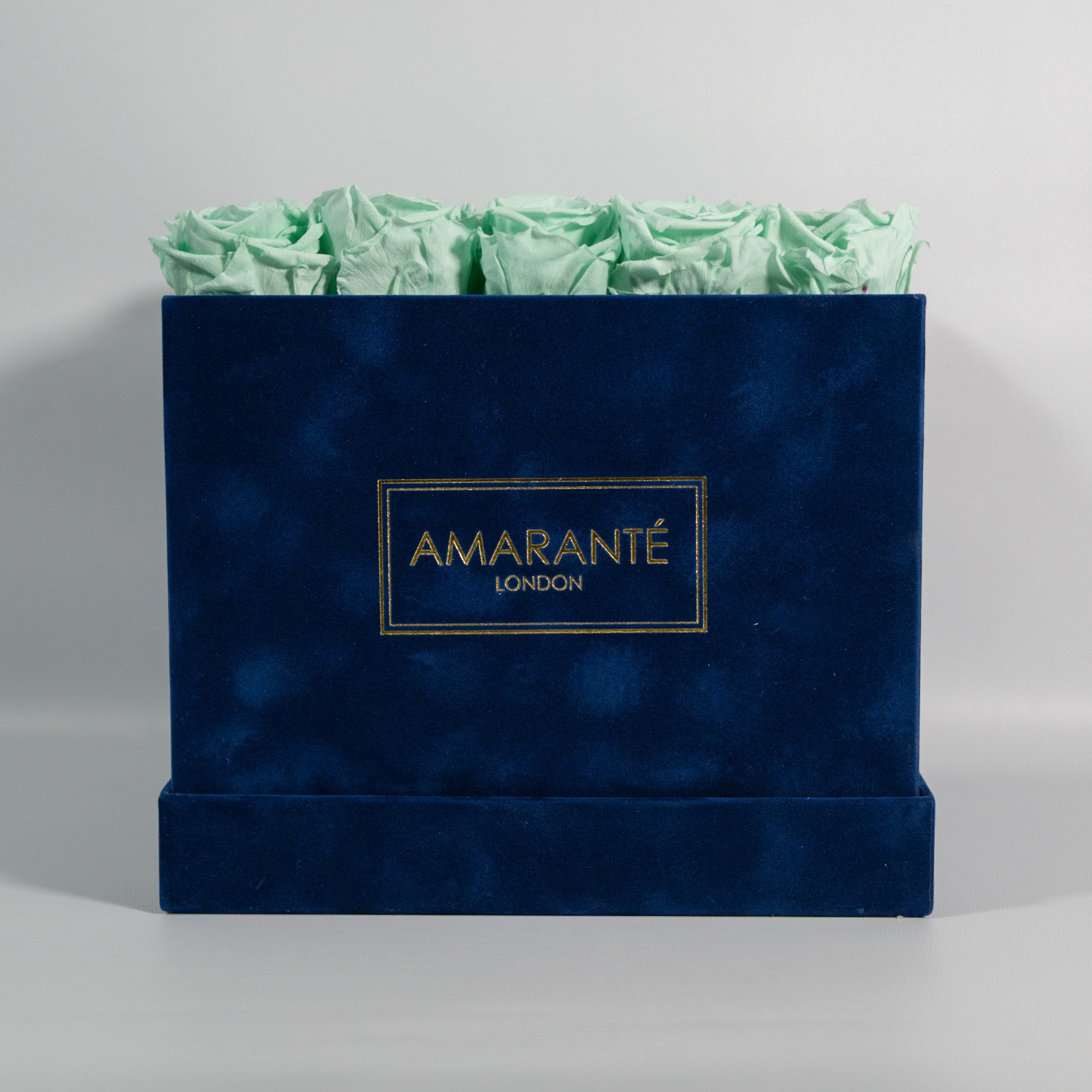 Large Royal Blue Square Suede Rose Box