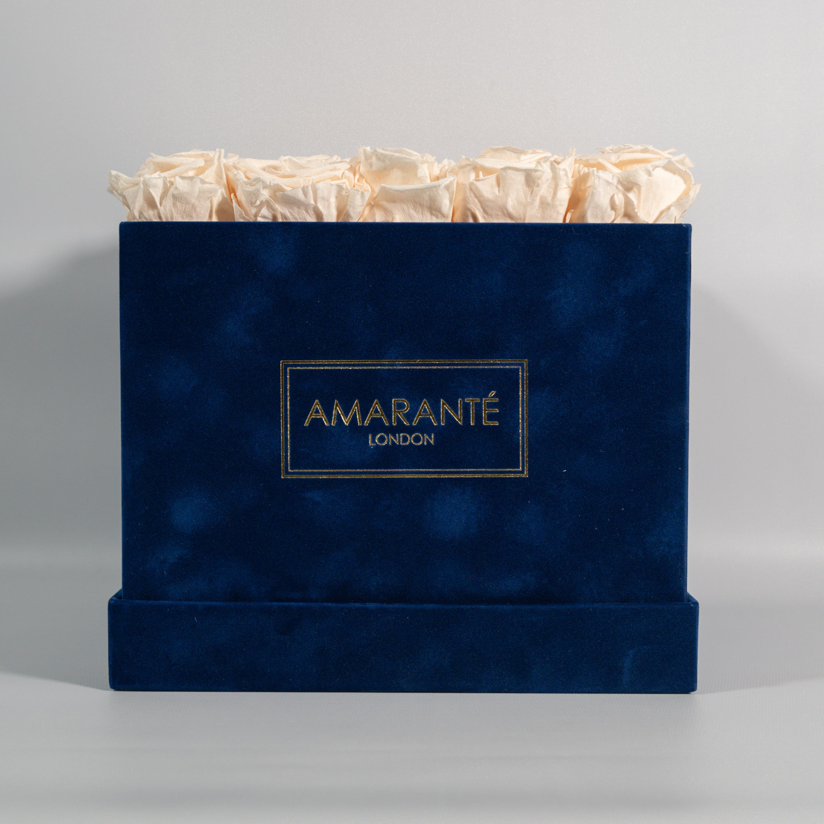 Large Royal Blue Square Suede Rose Box