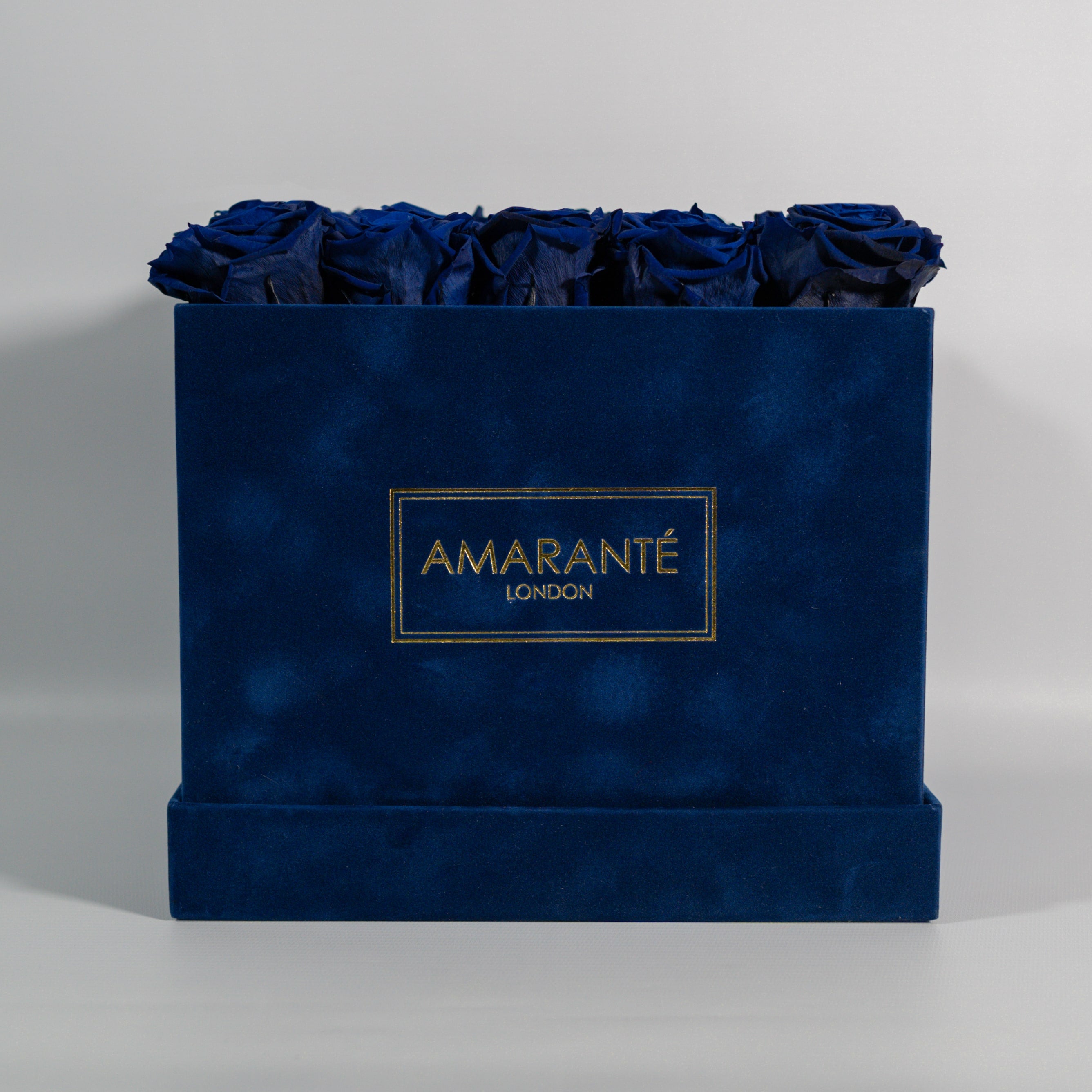 Large Royal Blue Square Suede Rose Box