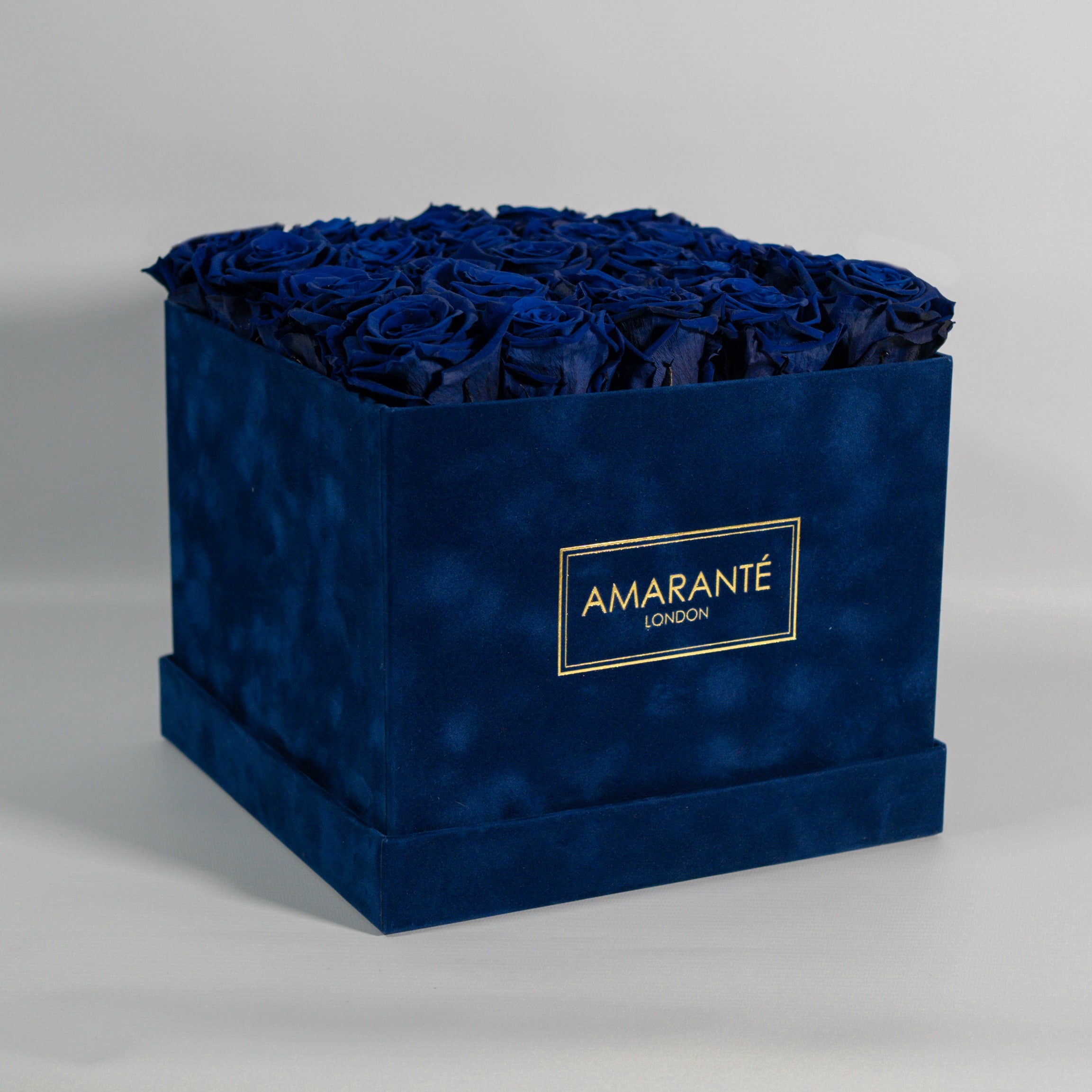 Large Royal Blue Square Suede Rose Box