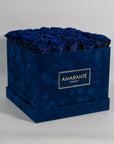 Large Royal Blue Square Suede Rose Box