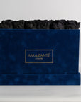 Aromatic black Roses in a blue extra large box. 