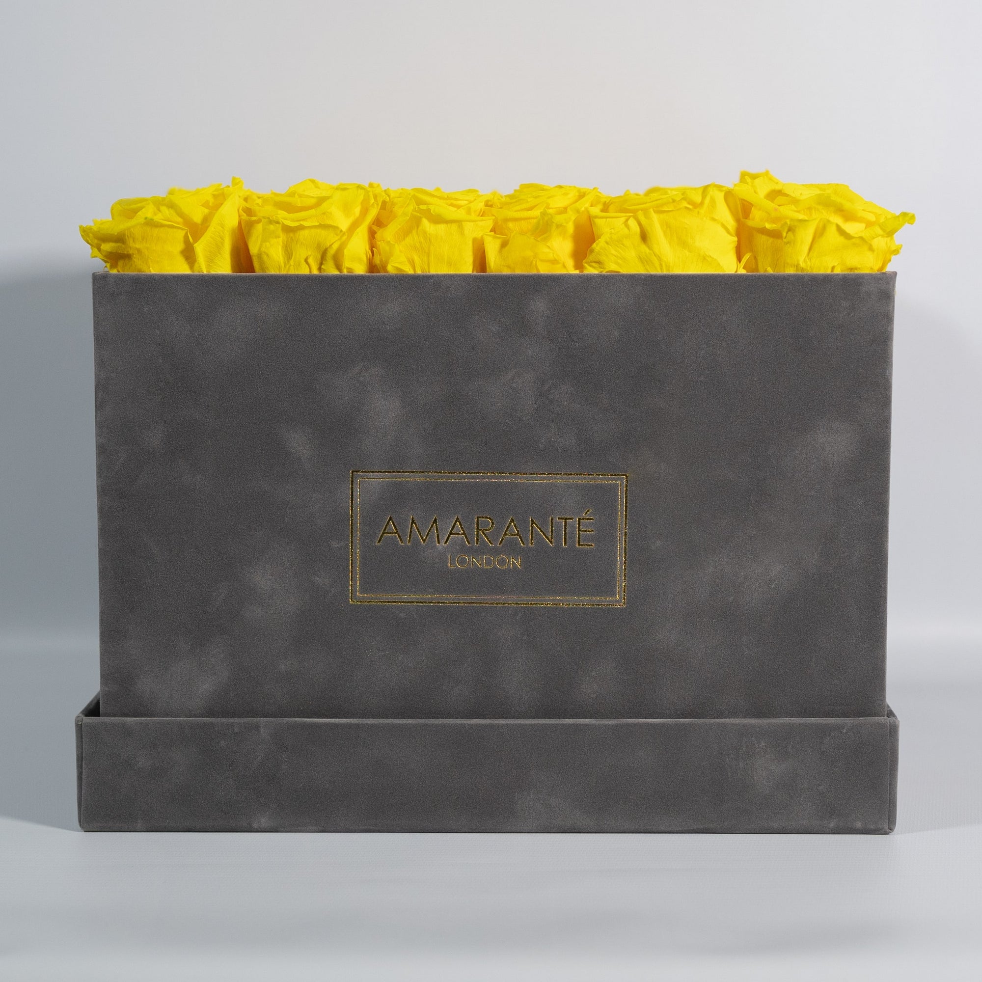 Delightful yellow Roses, in a divine grey box, the perfect gift for friend. 