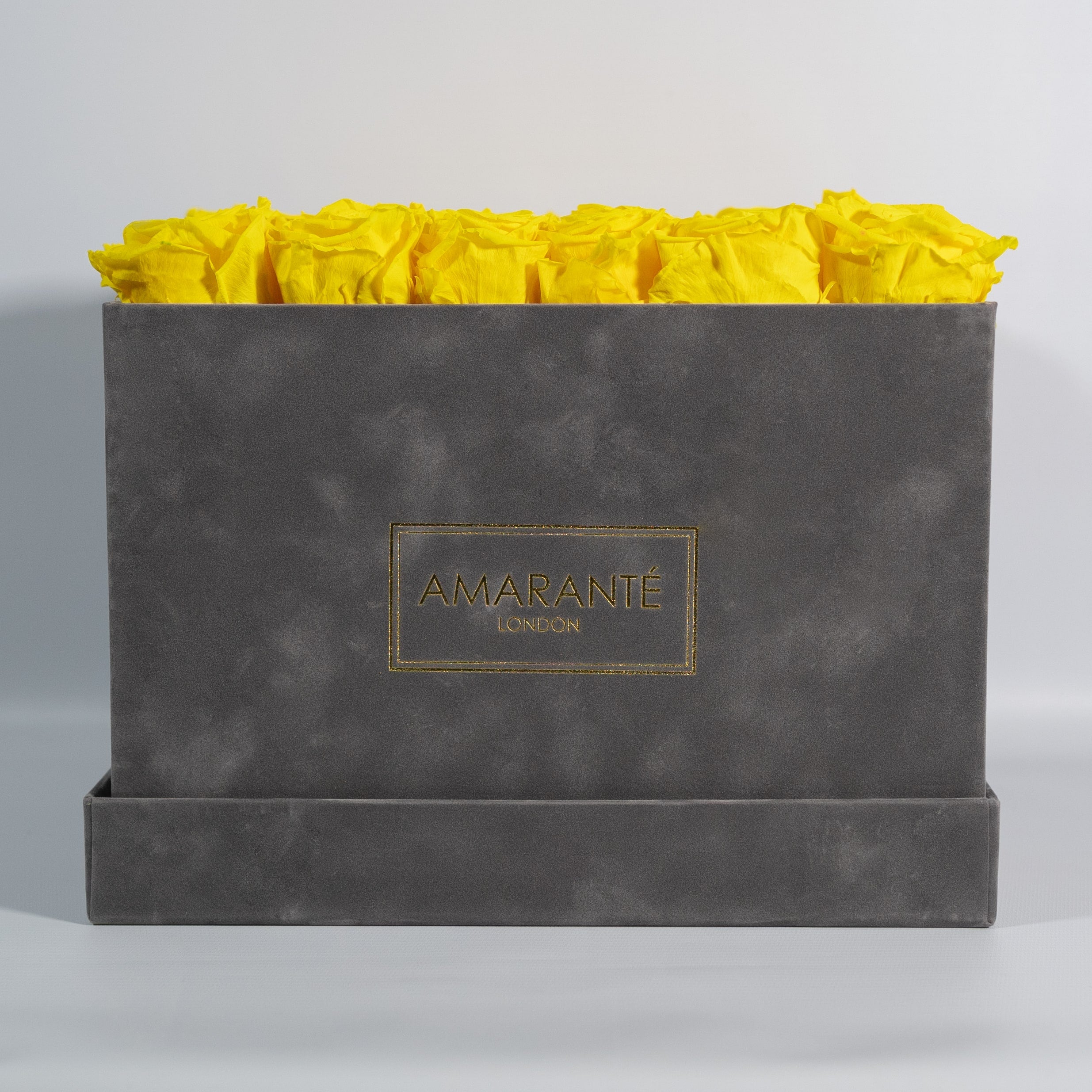 Delightful yellow Roses, in a divine grey box, the perfect gift for friend. 