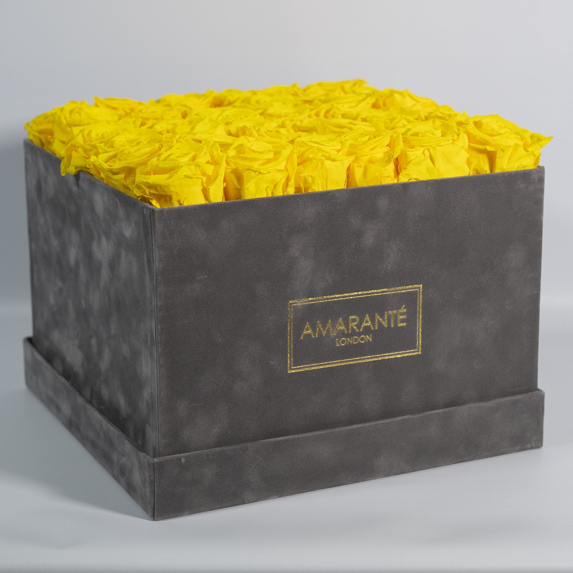 Extra Large Grey Square Suede Luxury Rose Box with Infinity Roses ...