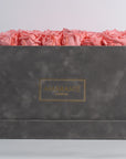 Blushing light pink Roses in a delicate grey sued extra large box 