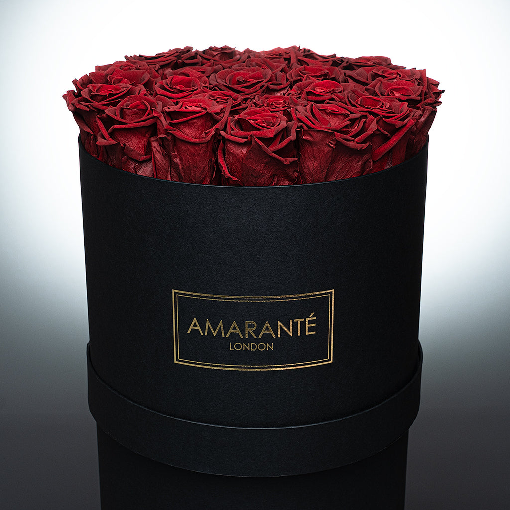 Large Round Black Matte Rose Box