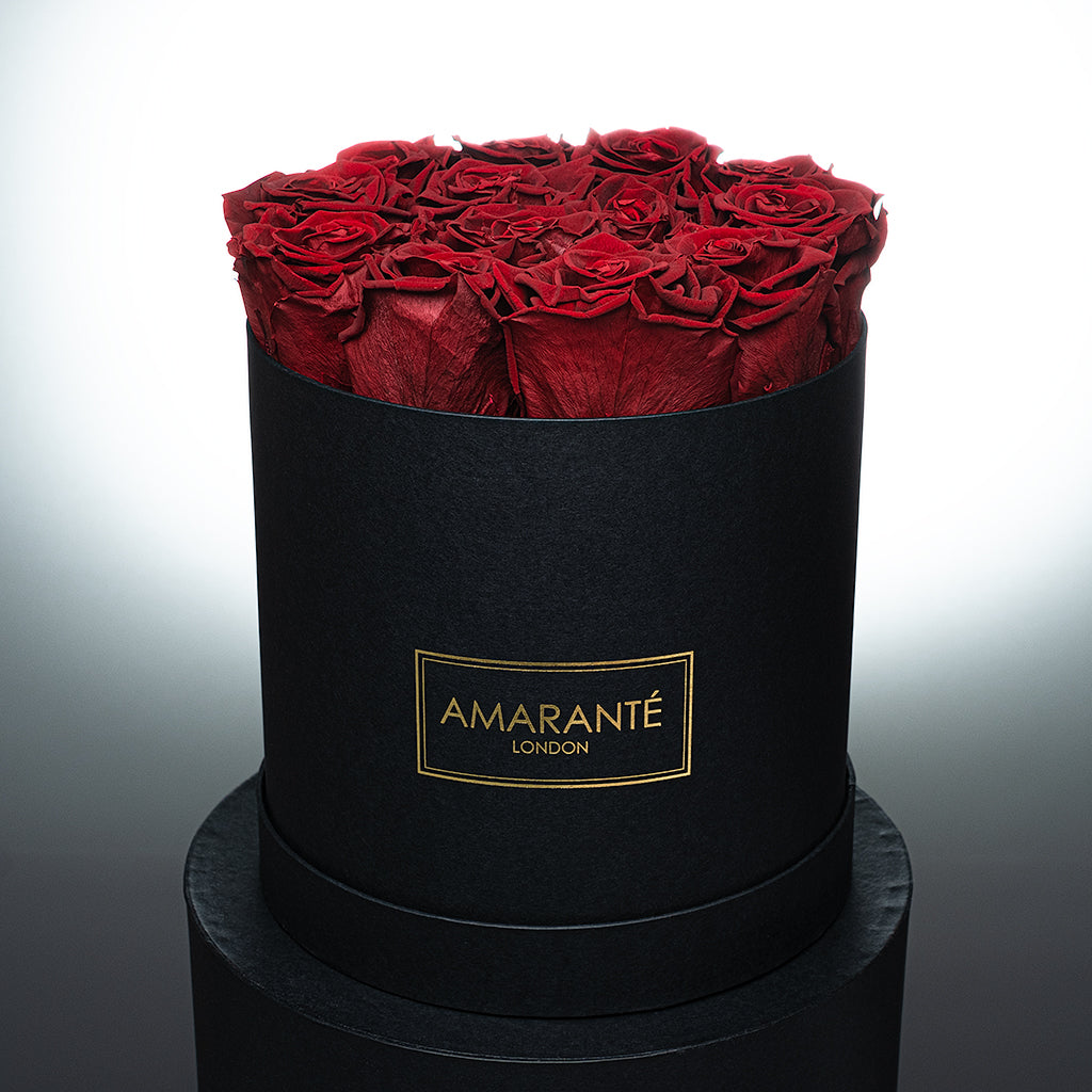 Medium Black Round Matte Rose Box of Infinity Roses