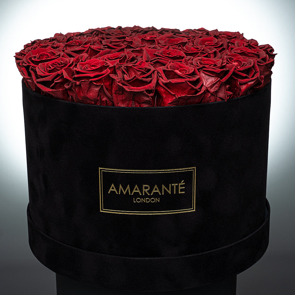 Extra Large Round Black Suede Rose Box