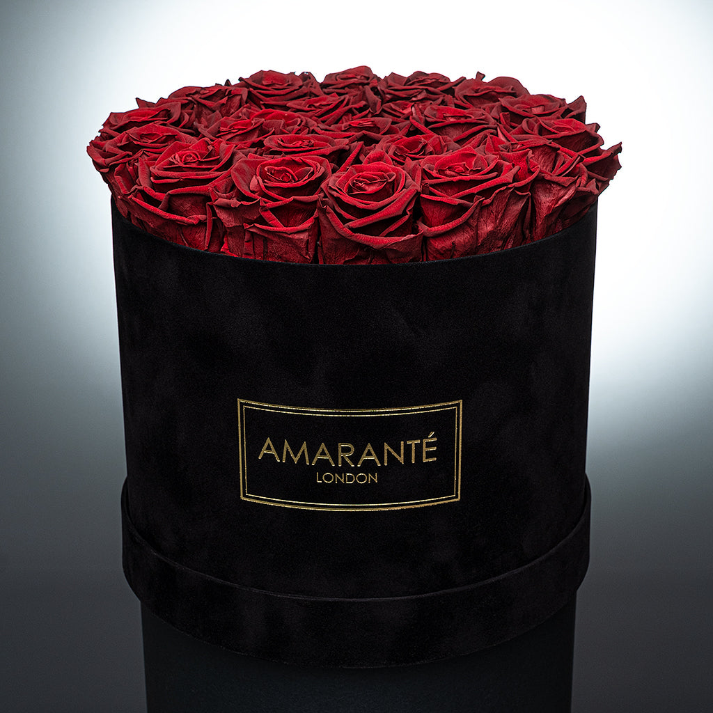 Large Black Round Suede Rose Box