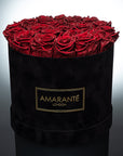 Large Black Round Suede Rose Box