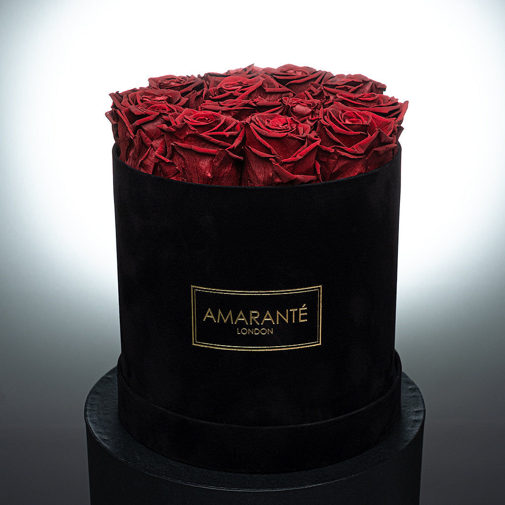 Medium Round Black Suede Rose Box