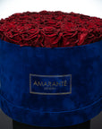 Extra Large Royal Blue Round Suede Rose Box