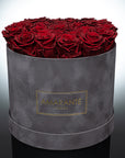 Large Round Grey Suede Rose Box