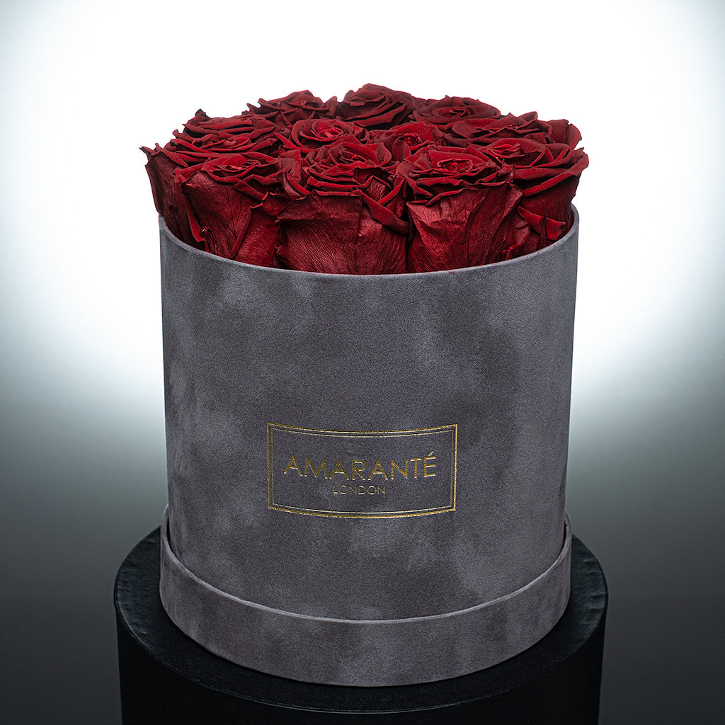 Medium Grey Round Suede Rose Box