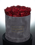 Medium Grey Round Suede Rose Box