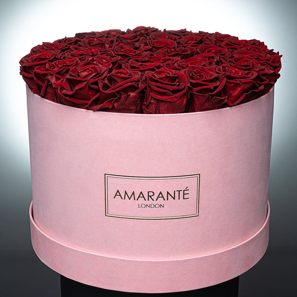 Extra Large Pink Round Suede Luxury Rose Box