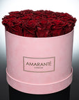 Large Pink Round Suede Rose Box