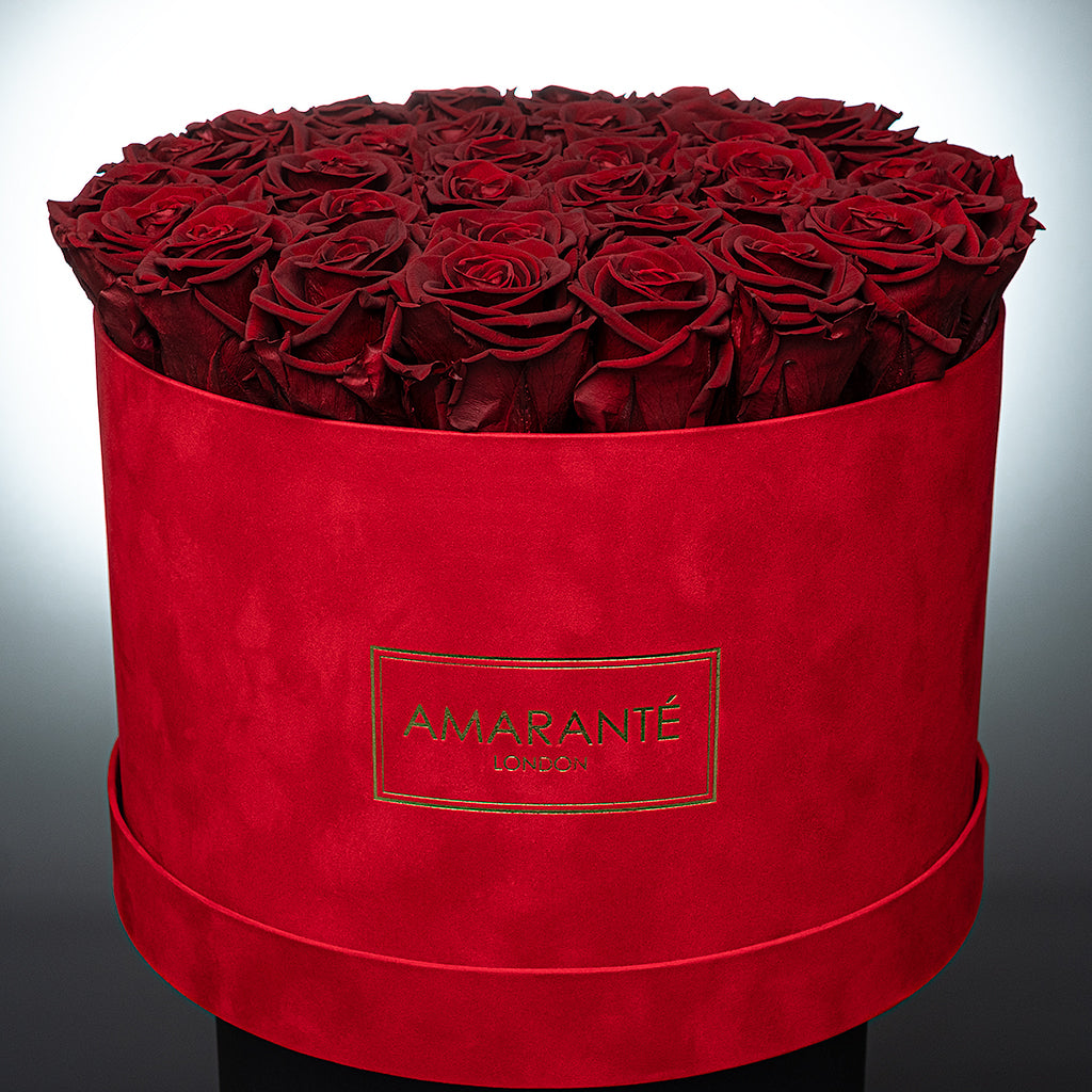 Extra Large Red Round Suede Rose Box