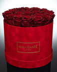 Large Red Round Suede Rose Box