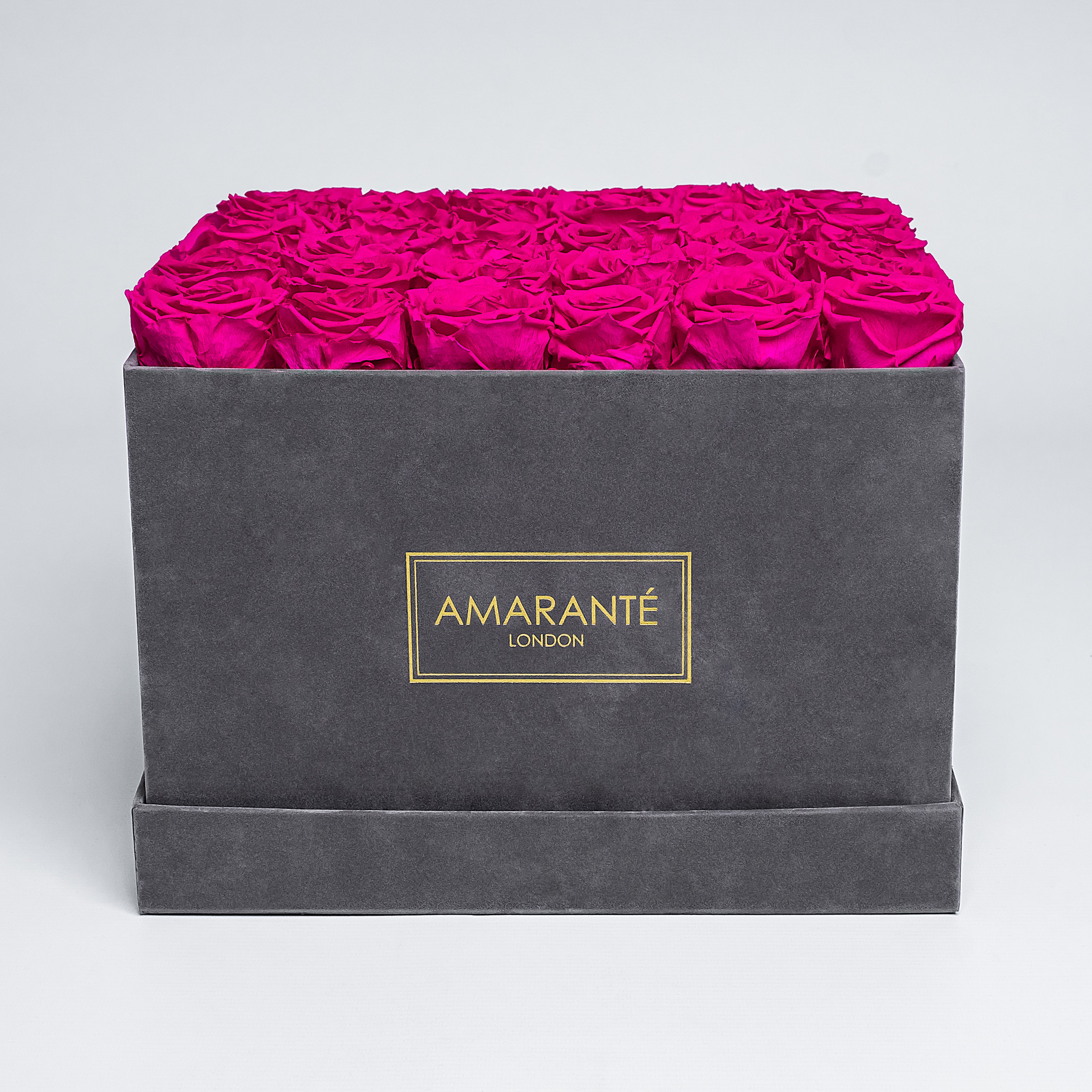 Extra Large Grey Square Suede Rose Box