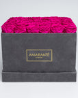 Extra Large Grey Square Suede Rose Box