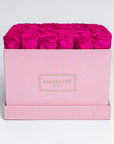 Extra Large Pink Square Suede Luxury Rose Box