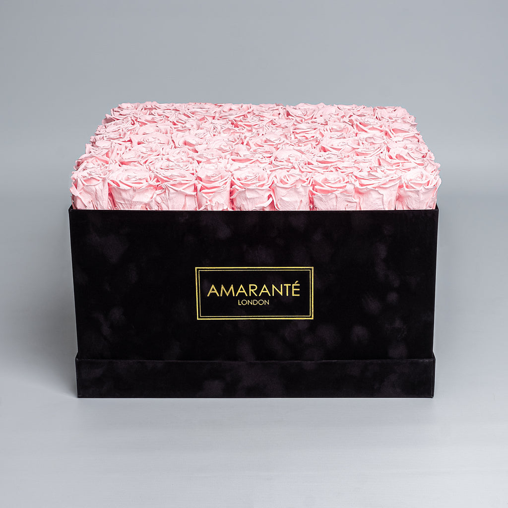 100 Roses in 14 colours, in a Deluxe Square Black Rose Box – Amarante ...