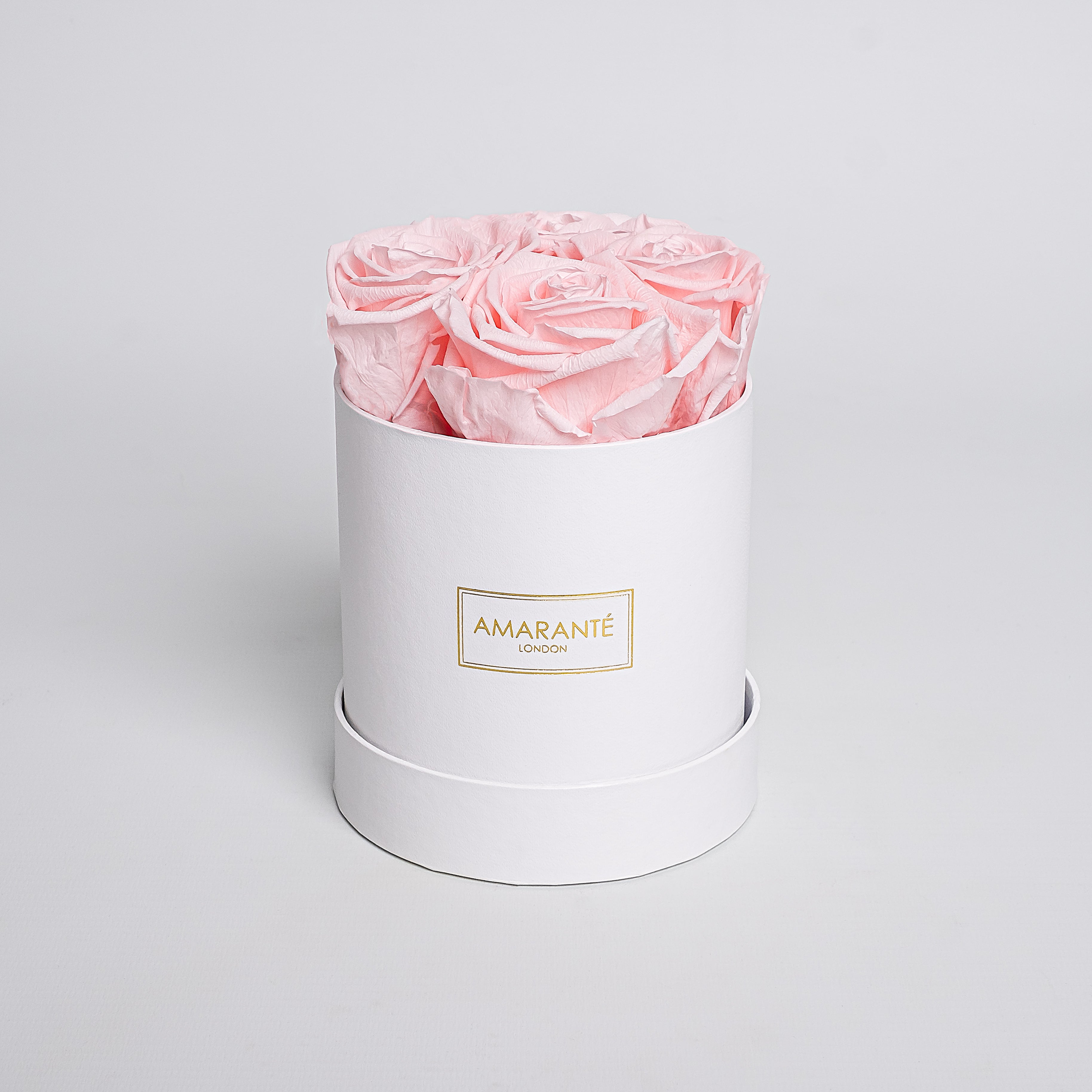 Small White Round Matte Rose Box