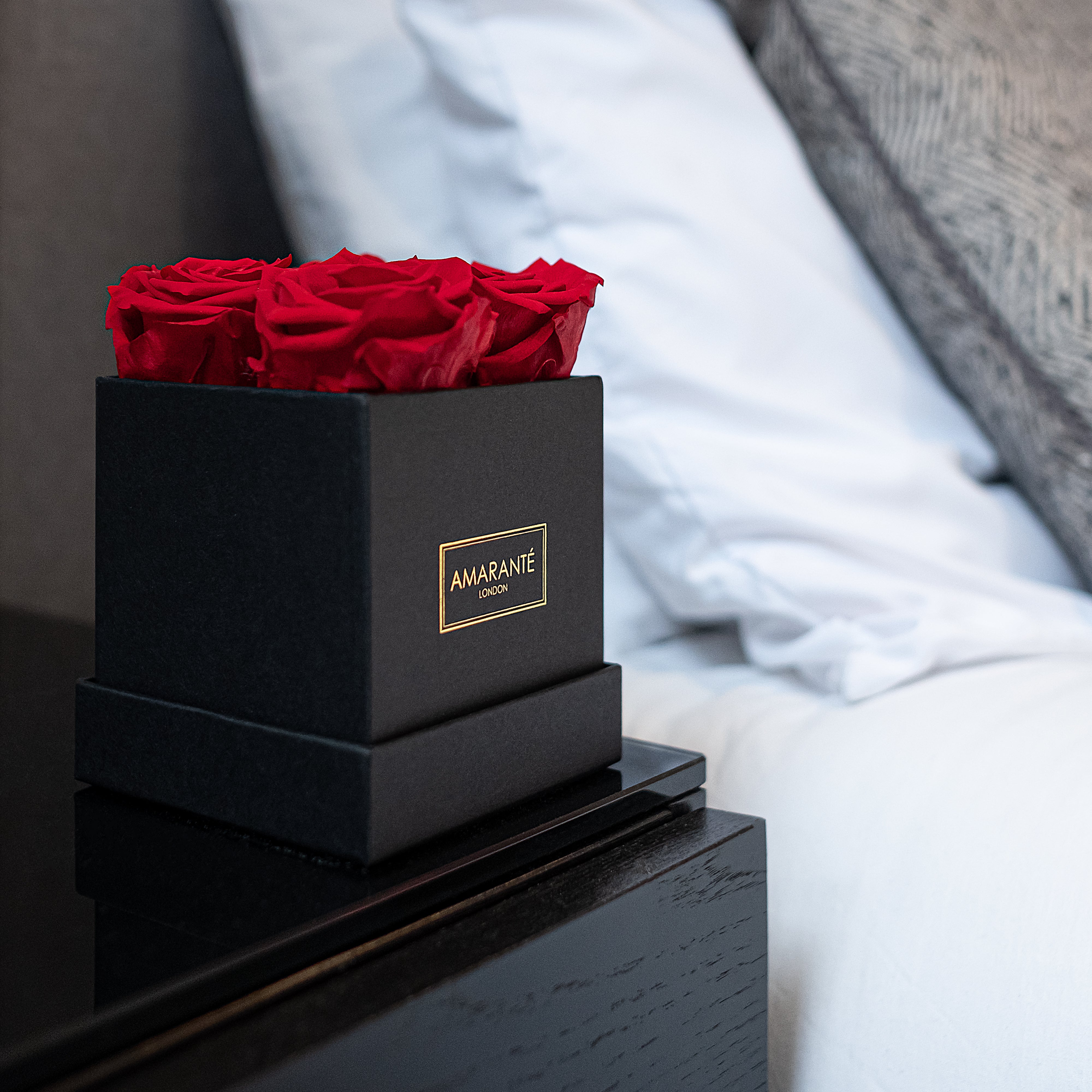 Small Black Square Matte Rose Box