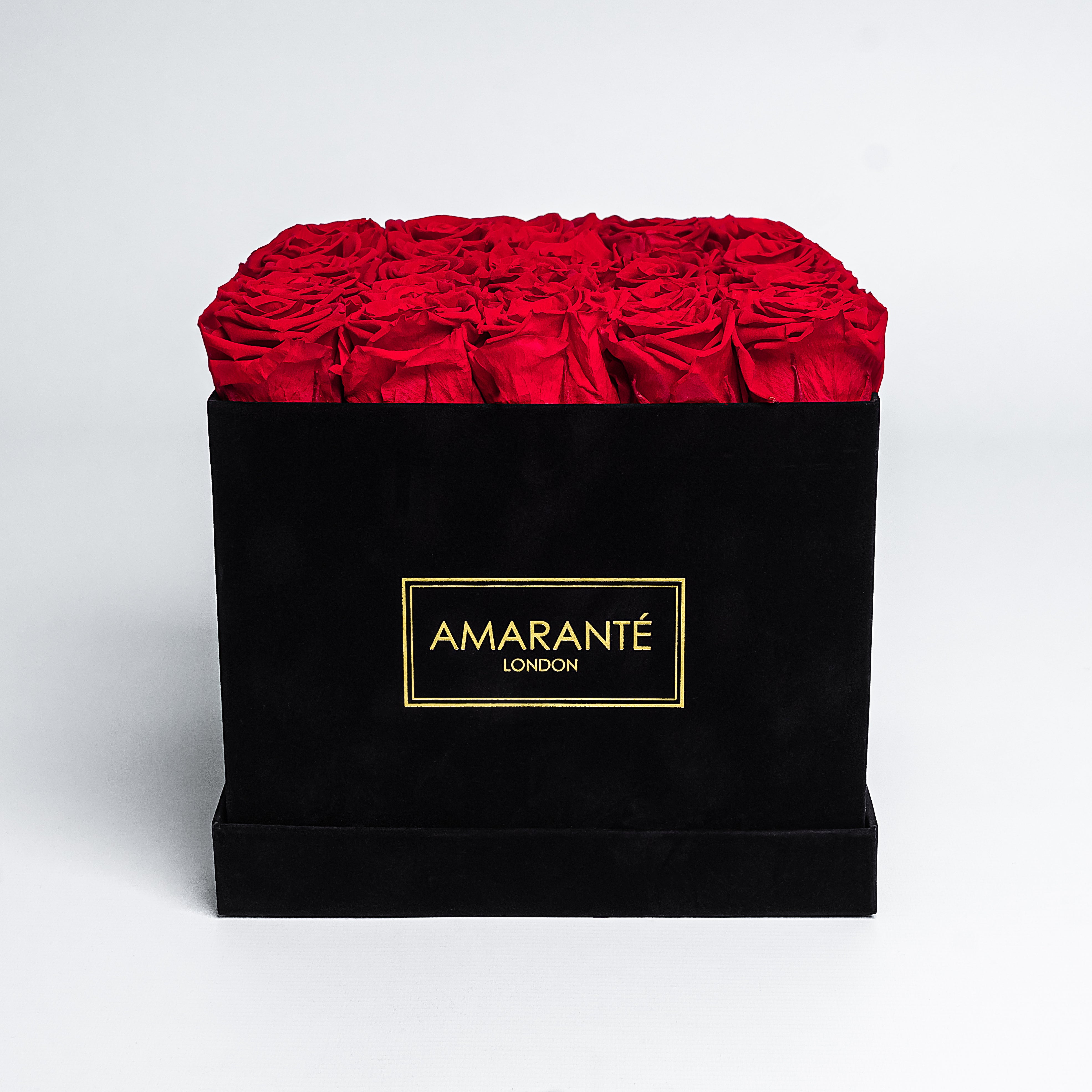 Large Black Suede Square Rose Box