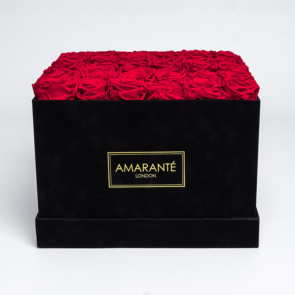 Extra Large Black Square Rose Box of Infinity Roses – Amarante London