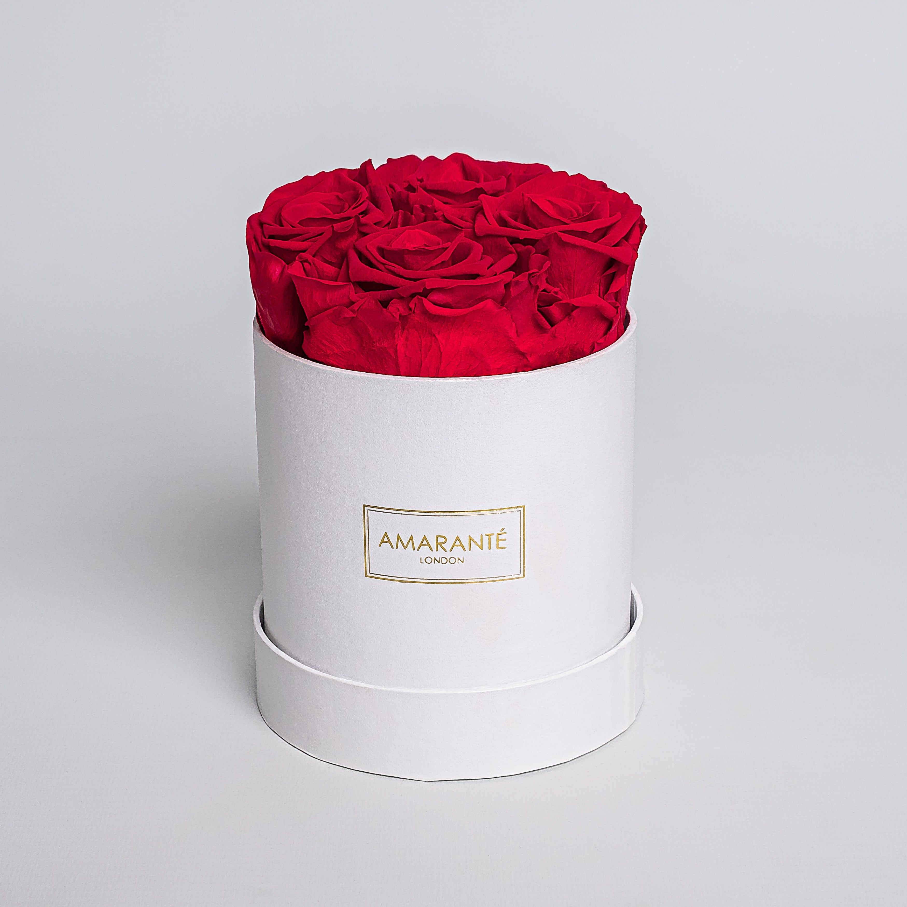 Small White Round Matte Rose Box