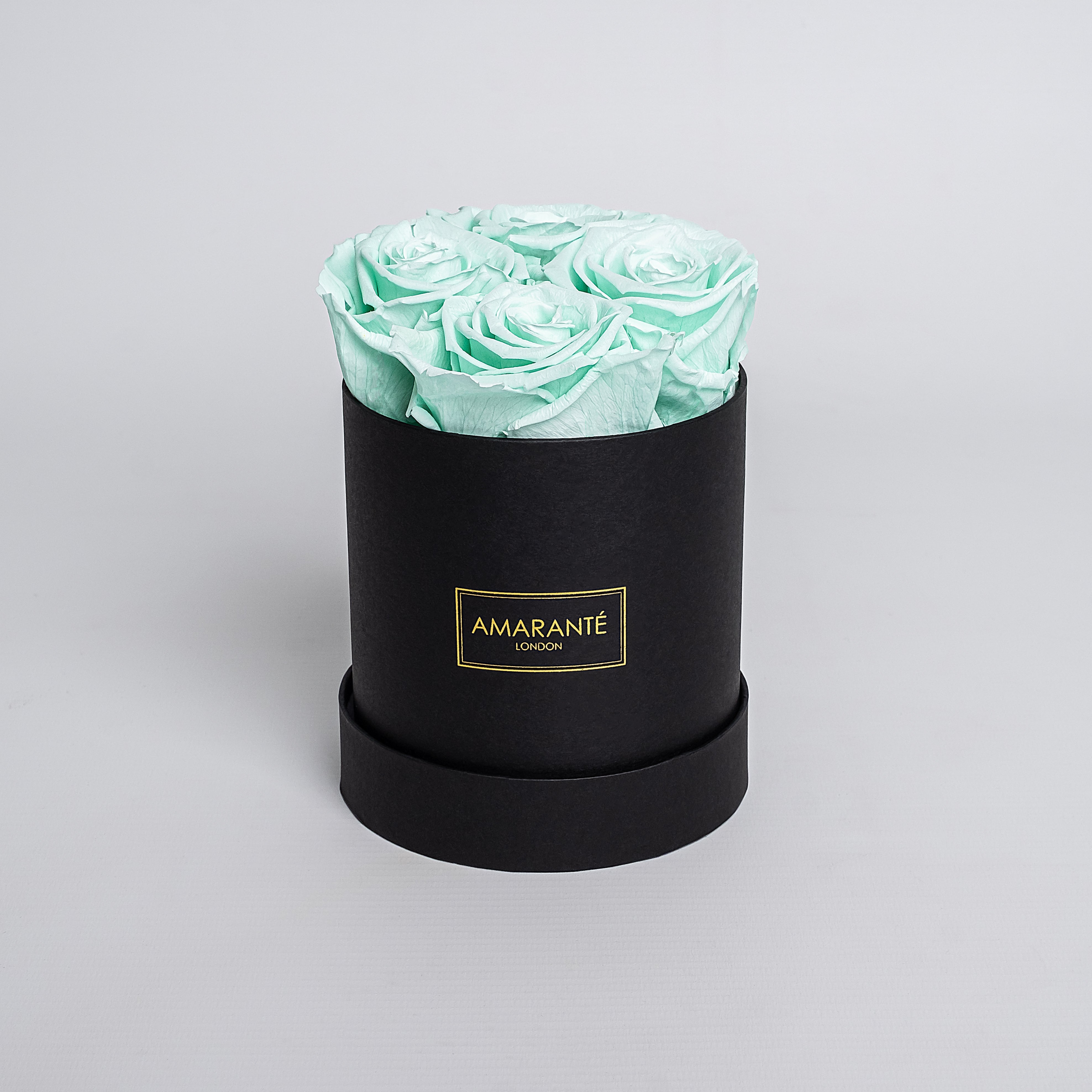 Small Black Round Matte Rose Box