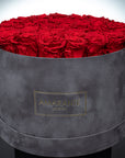 Extra Large Grey Round Suede Rose Box