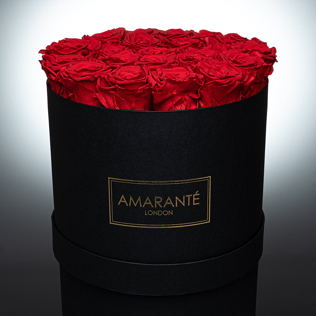 Large Round Black Matte Rose Box