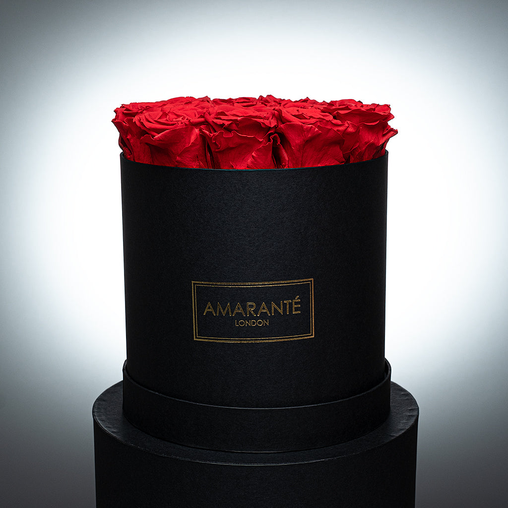 Medium Black Round Matte Rose Box of Infinity Roses