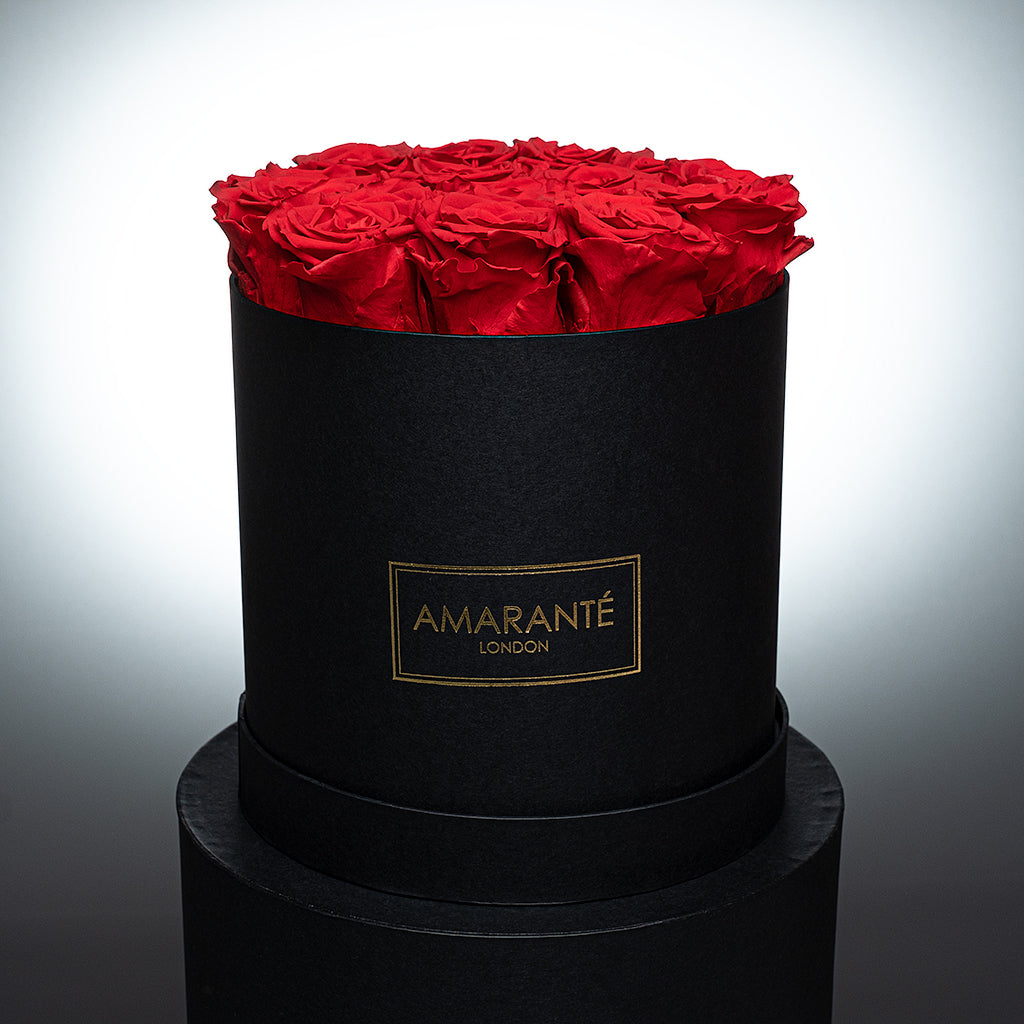 Medium Black Round Matte Rose Box of Infinity Roses