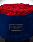 Extra Large Royal Blue Round Suede Rose Box