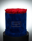 Medium Round Royal Blue Suede Rose Box