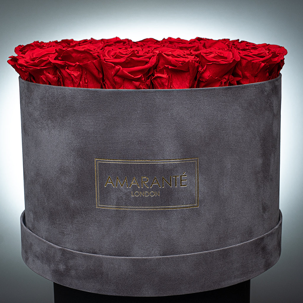 Extra Large Grey Round Suede Rose Box